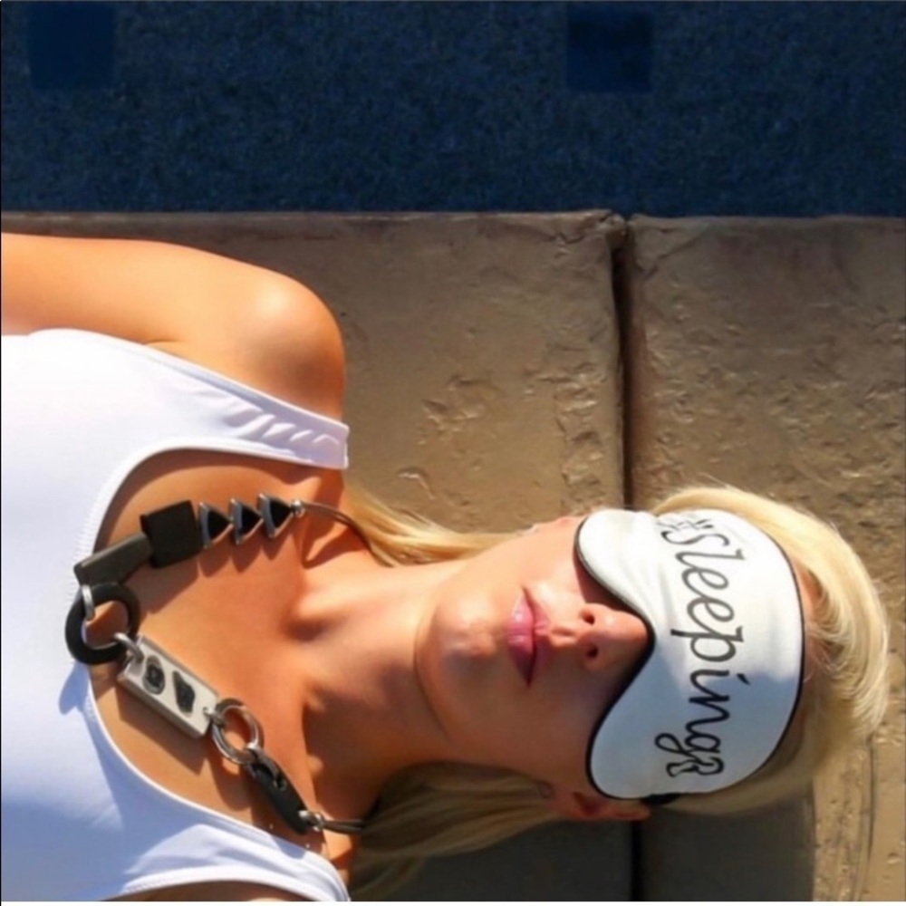 Silk Sleeping Eye Mask Hashtag SleepingB White